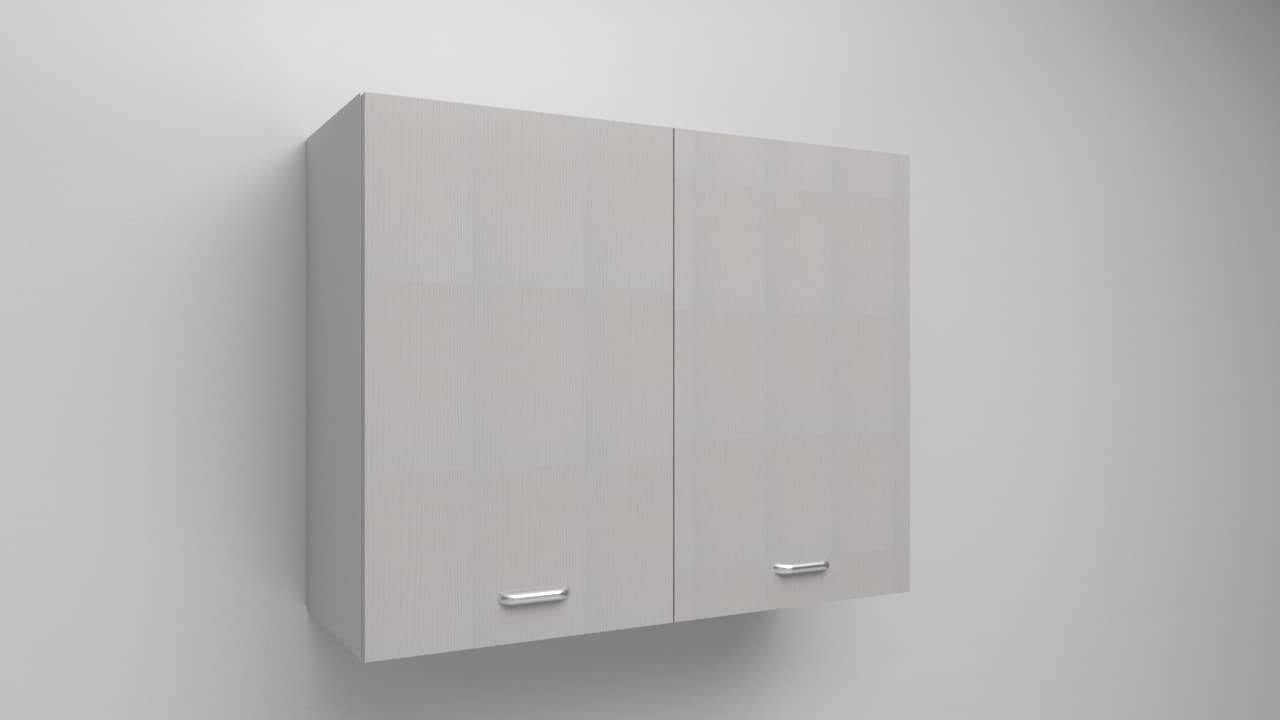 White Hanging Storage Cabinet with White Ash Doors - 2 Door Wall Mounted Organizer for Bathroom, Kitchen, or Bedroom Closet