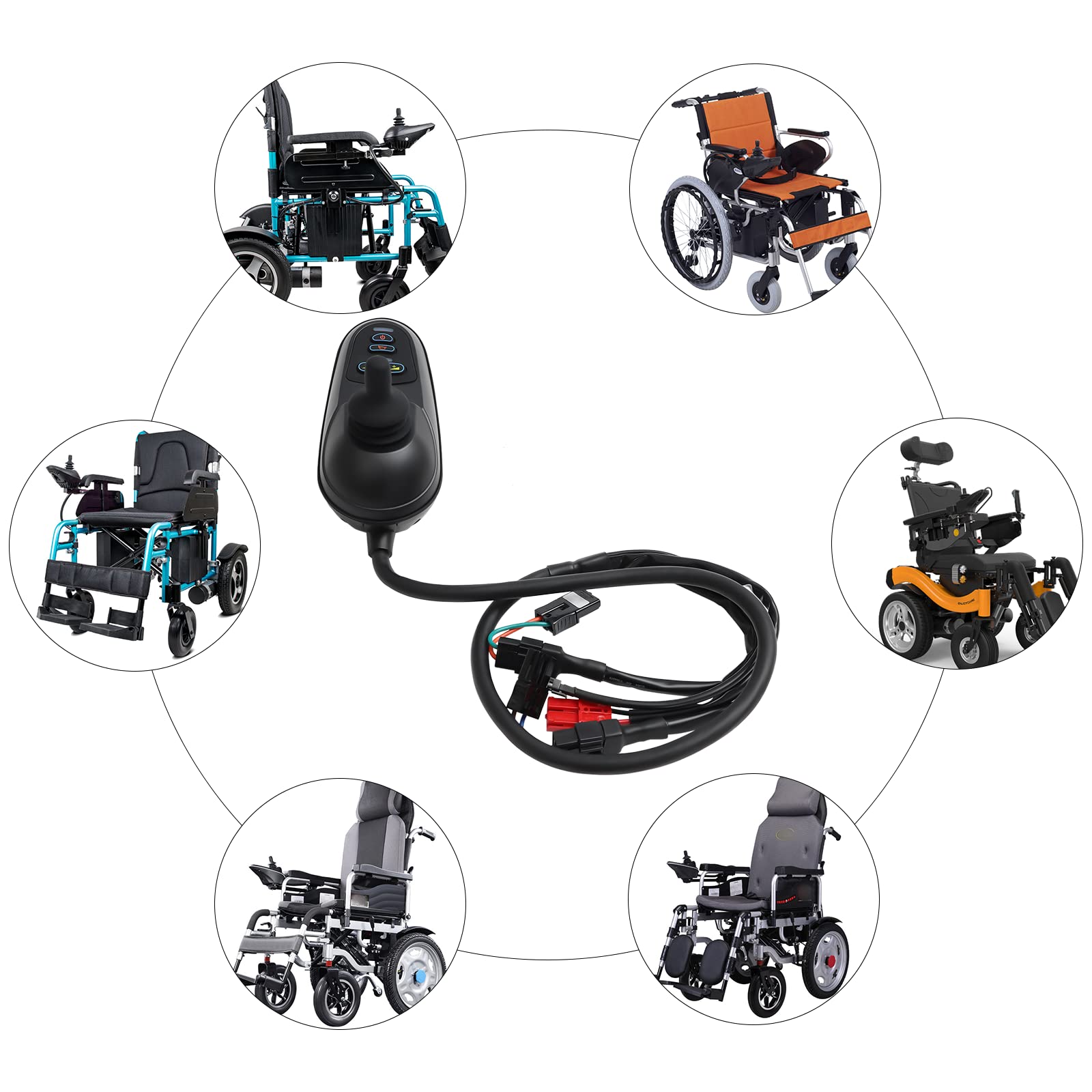 Electric Wheelchair Joystick Controller - 24V DC Adjustable Speed & Brake with 4 Keys - 360° Free-Steering for Mobility Wheelchairs - Perfect for Indoor/Outdoor Use & Daily Commuting