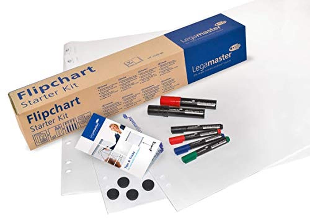 Flipchart Starter Kit - 3 Paper Pads, 6 Markers & 4 Magnets - All-in-One Presentation Accessory Set for Office Meetings, Classroom Teaching & Creative Brainstorming - Dry Erase Board Alternative for Notes & Ideas