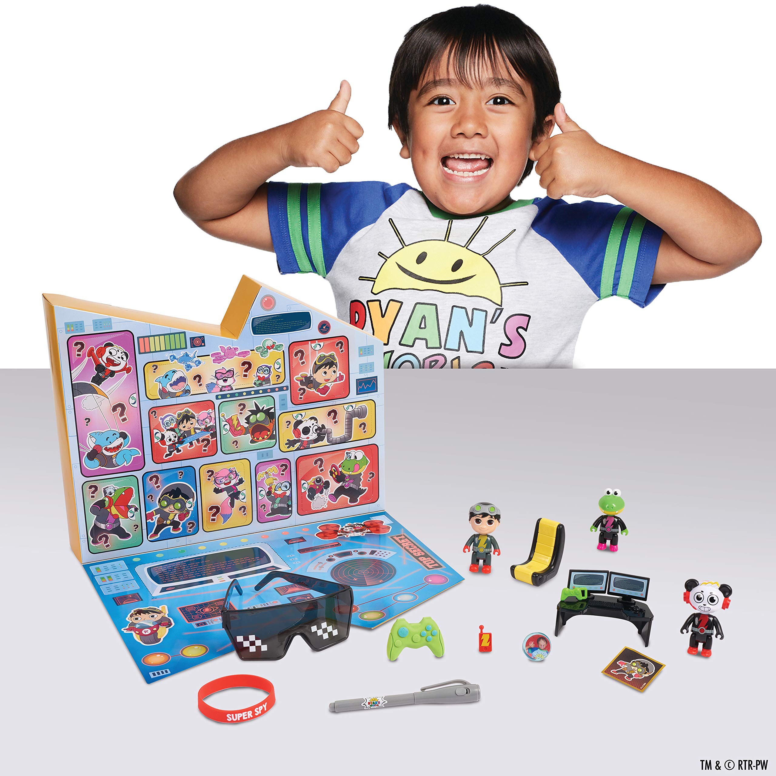 Ryan's World Super Spy Golden Console Toy for Kids Ages 3+ - 13 Surprise Toys Inside with Secret Spy Pen for Hidden Images - Amazon Exclusive by Just Play - Perfect for Spy Games, Birthday Gifts & Pretend Play Adventures
