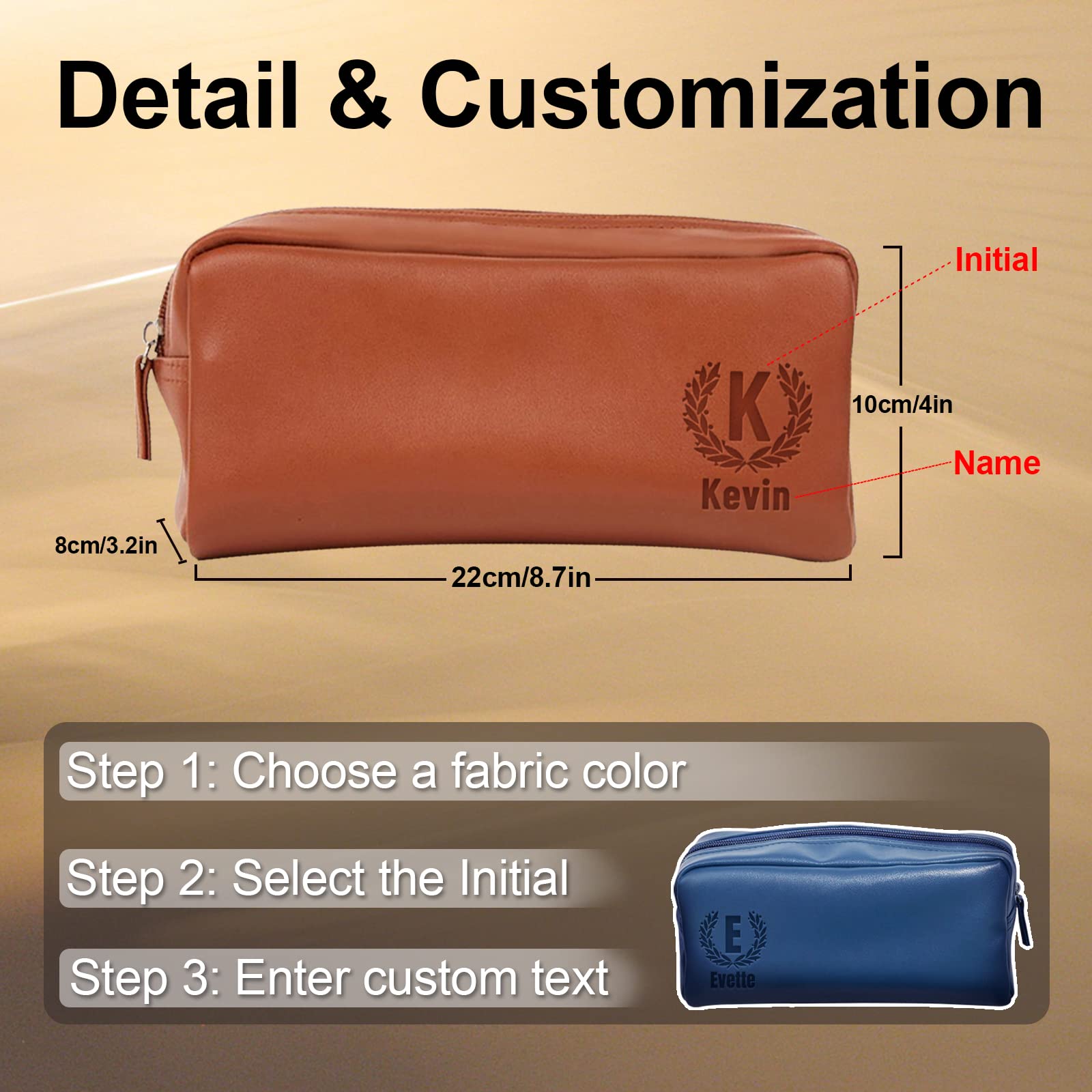Premium Leather Toiletry Bag for Men - Custom Personalized Travel Shaving Kit - Ideal for Groomsmen, Birthday & Holiday Gifts (Blue) - Perfect for Business Trips, Camping & Gym Essentials Organization