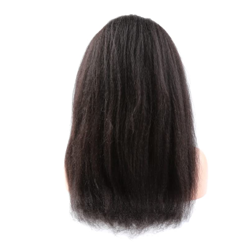 Bella Hair Kinky Straight Human Hair Full Lace Wig - 130% Density, Dyeable Natural Black Remy Virgin Hair Yaki Straight Wig - 20 Inch for Women | Perfect for Daily Wear, Cosplay, and Special Occasions