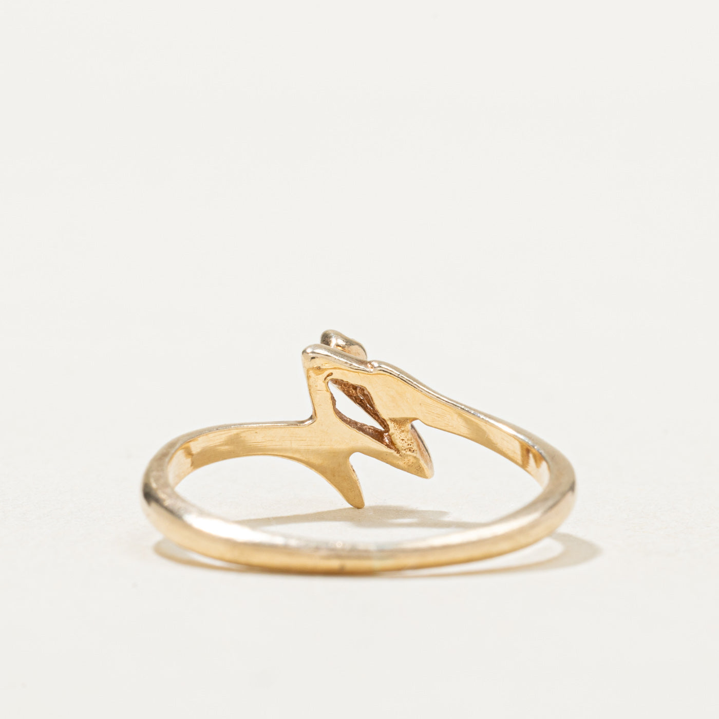 10K Gold Diamond Zigzag Abstract Ring - 0.01ct Natural Diamond, Size 4.5 - Elegant Stackable Ring for Women, Perfect for Everyday Wear & Special Occasions