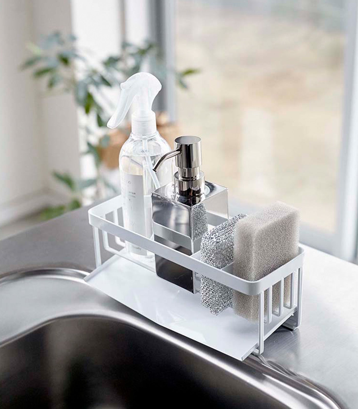 Premium Stainless Steel Sponge & Bottle Holder - Durable Kitchen Organizer for Sink, Countertop, and Dish Rack - Perfect for Home, RV, and Office Use