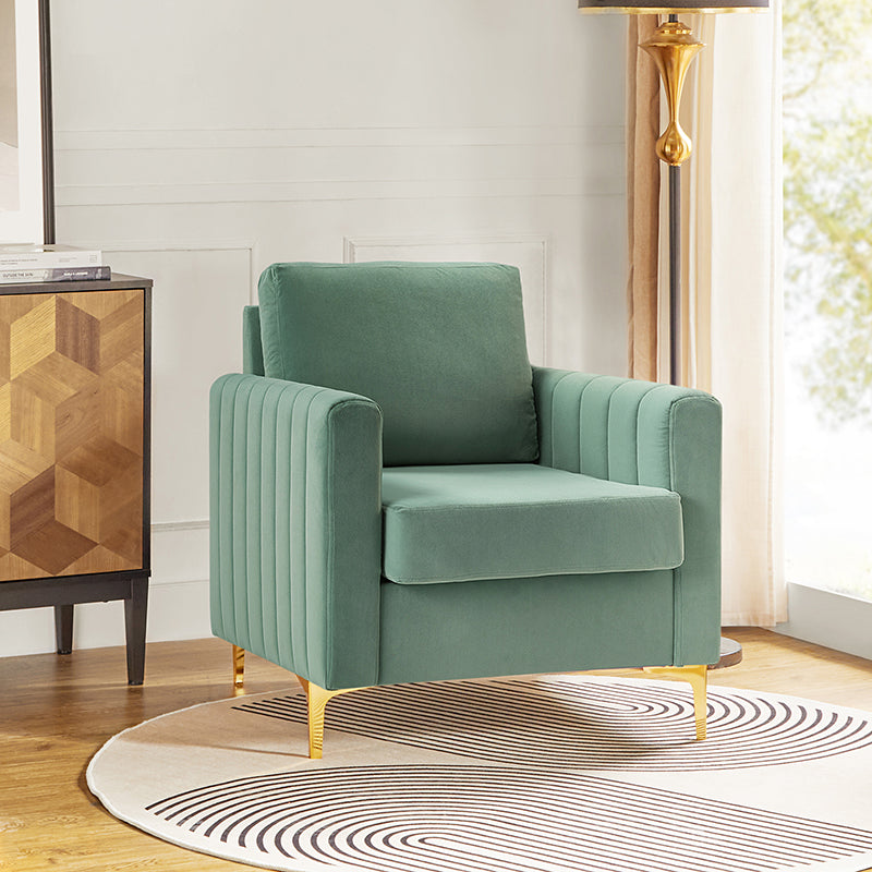 Luxury Didyme Velvet Club Armchair - Modern Accent Chair for Living Room, Bedroom & Office - Plush Upholstered Lounge Chair with Sturdy Wooden Legs - Perfect for Reading Nook, Home Theater & Cozy Spaces
