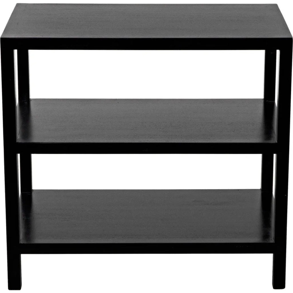 2-Tier Wooden Side Table - Black Rectangular End Table for Living Room, Bedroom & Office - Perfect for Holding Lamps, Books & Decor