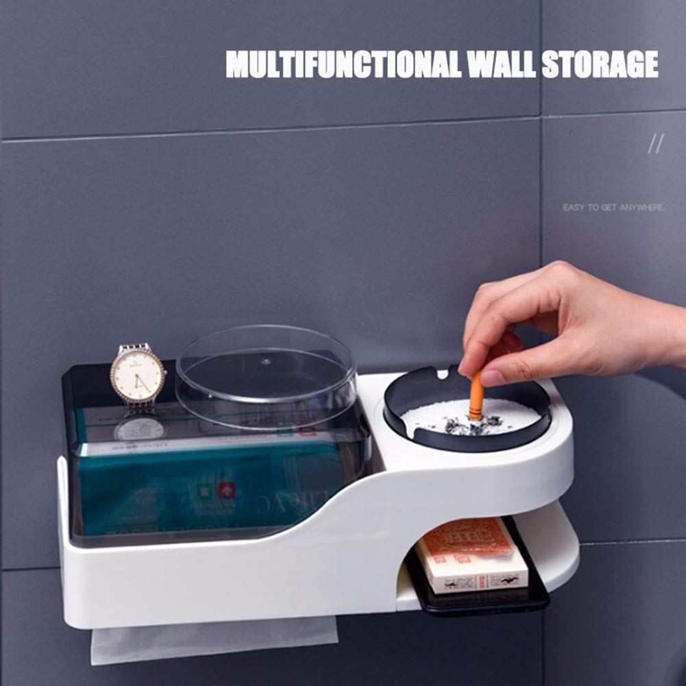 Waterproof Wall-Mounted Bathroom Shelves with Toilet Paper Holder & Ashtray - Space-Saving Tissue Roll Dispenser & Organizer Shelf for Small Bathrooms, Powder Rooms & RVs