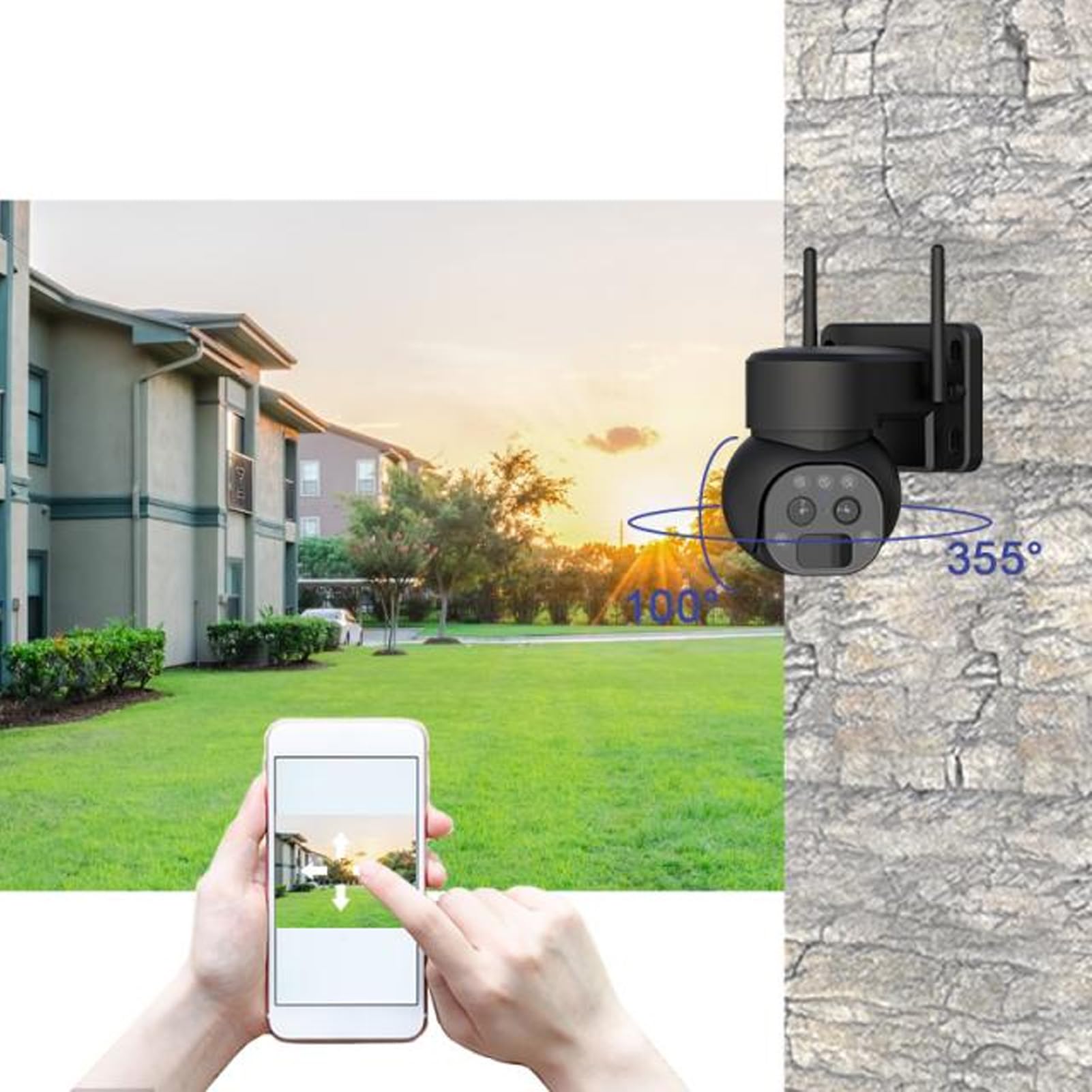4G LTE Solar Security Camera Outdoor - 355° Panoramic HD Dual Lens, 12X Zoom, Motion Detection, 2-Way Audio, Night Vision | Wireless Home Surveillance System for Yard, Garage & Business (Europe Compatible)