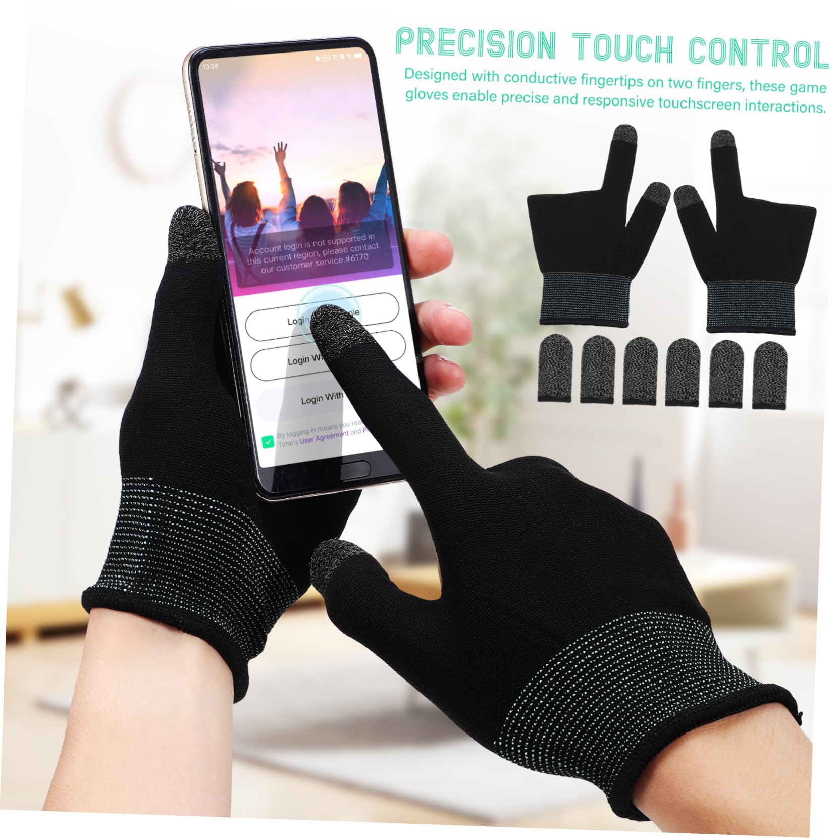 BESPORTBLE Gaming Finger Sleeves - 1 Set Touchscreen Finger Cots & Fingerless Gloves for Mobile Gamers | Sweat-Resistant Phone Gloves for Esports, PUBG, Fortnite & COD | Perfect for Long Gaming Sessions & Competitive Play