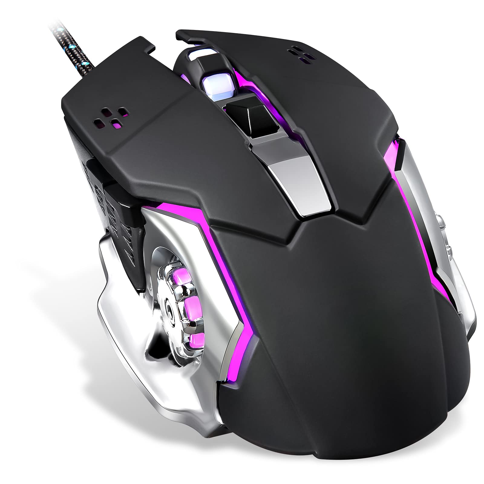 Basaltech Wired Gaming Mouse - 6 Programmable Buttons, 4 Adjustable DPI (800-3200), RGB Backlight with 4 Colors, Ergonomic Design for PC, Mac, Laptop - Perfect for FPS, MOBA & Professional Esports Gaming