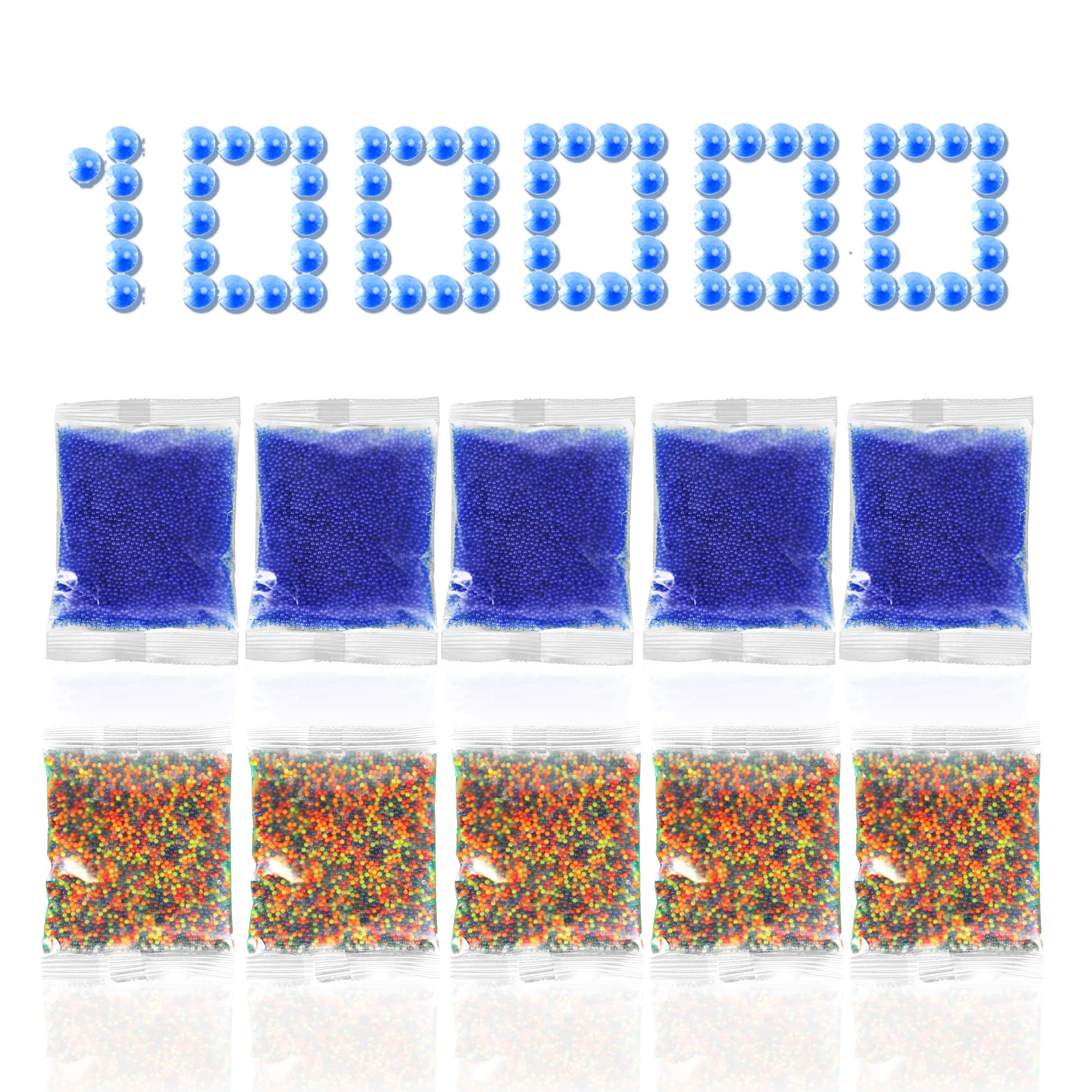 Splatter Ball Gun Ammo Refill - 10,000 Water Gel Beads (7-8mm, 10 Pack, Multicolor) for Outdoor Games, Team Battles & Backyard Fun