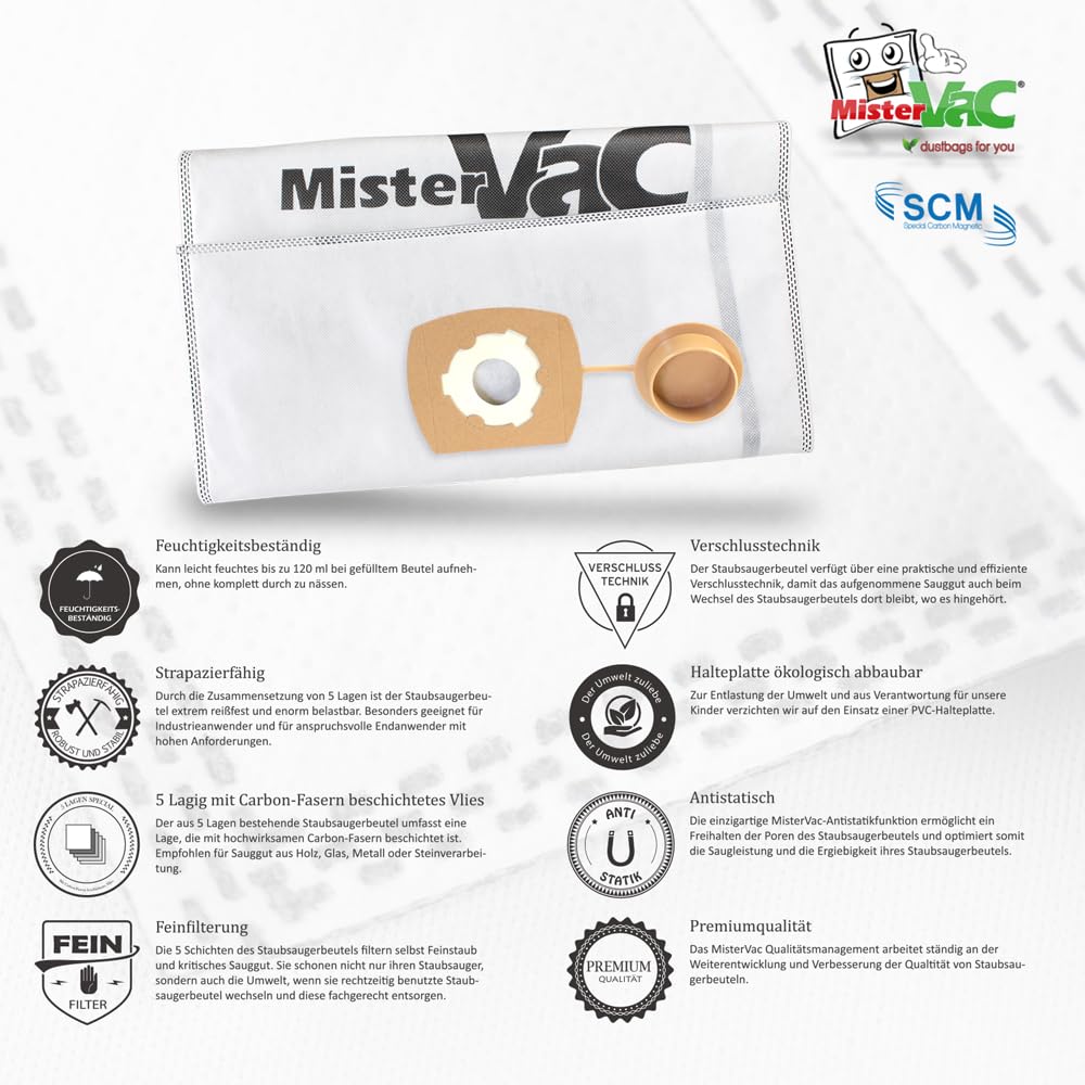 Kärcher WD 7.300 SCM Vacuum Cleaner Replacement Bags - 5 Pack | Compatible with SCM Models | Perfect for Home Cleaning & Maintenance
