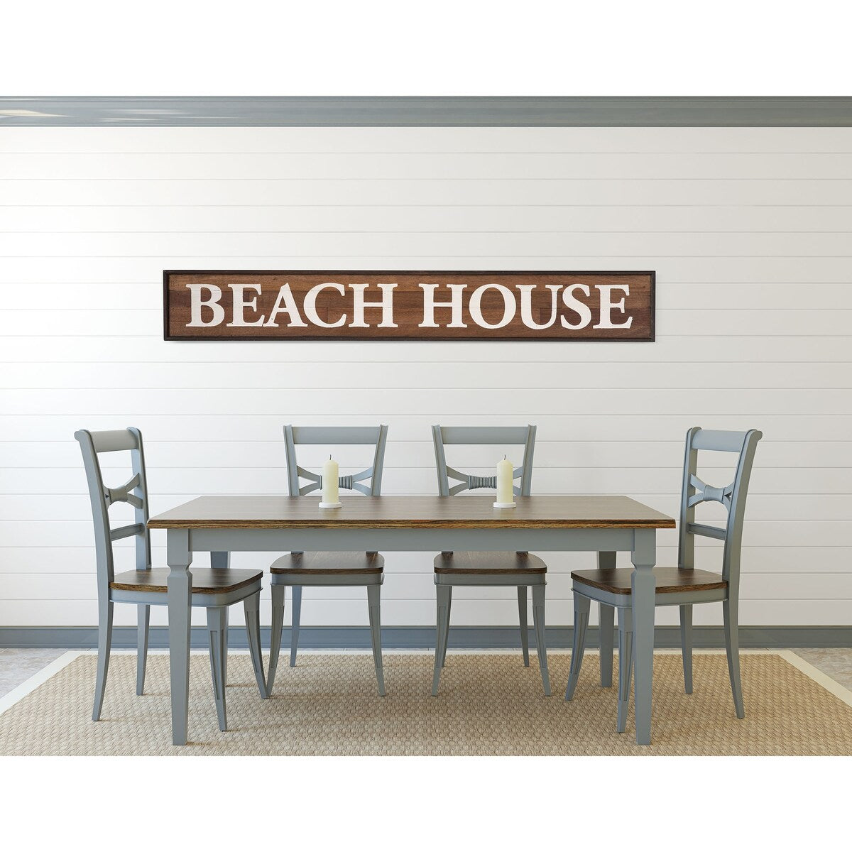 Beach House Wood Framed Wall Decor - 69 x 10 Inches Coastal Wall Art for Living Room, Bedroom & Bathroom - Nautical Home Decor Perfect for Beach Themed Interiors