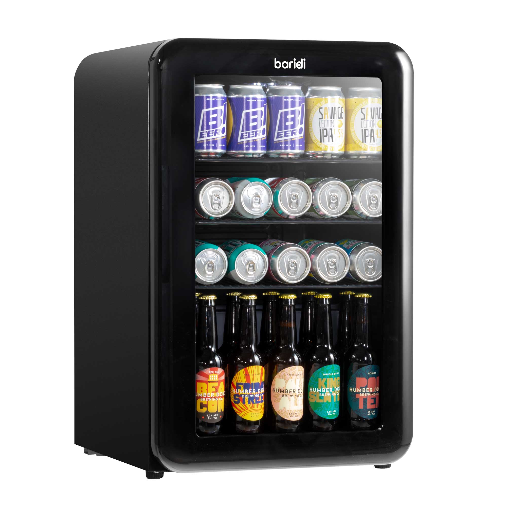 Retro Style 70L Under Counter Beverage Cooler - Black Baridi DH222 for Beer, Wine & Drinks | Perfect for Home Bars, Kitchens & Entertainment Spaces