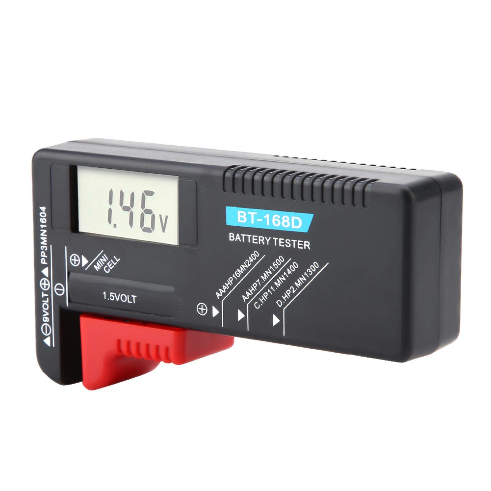 BT-168D Universal Digital Battery Tester - Accurate Voltage Meter for AA AAA C D 9V 1.5V Batteries - Perfect for Home, Office & Emergency Kits