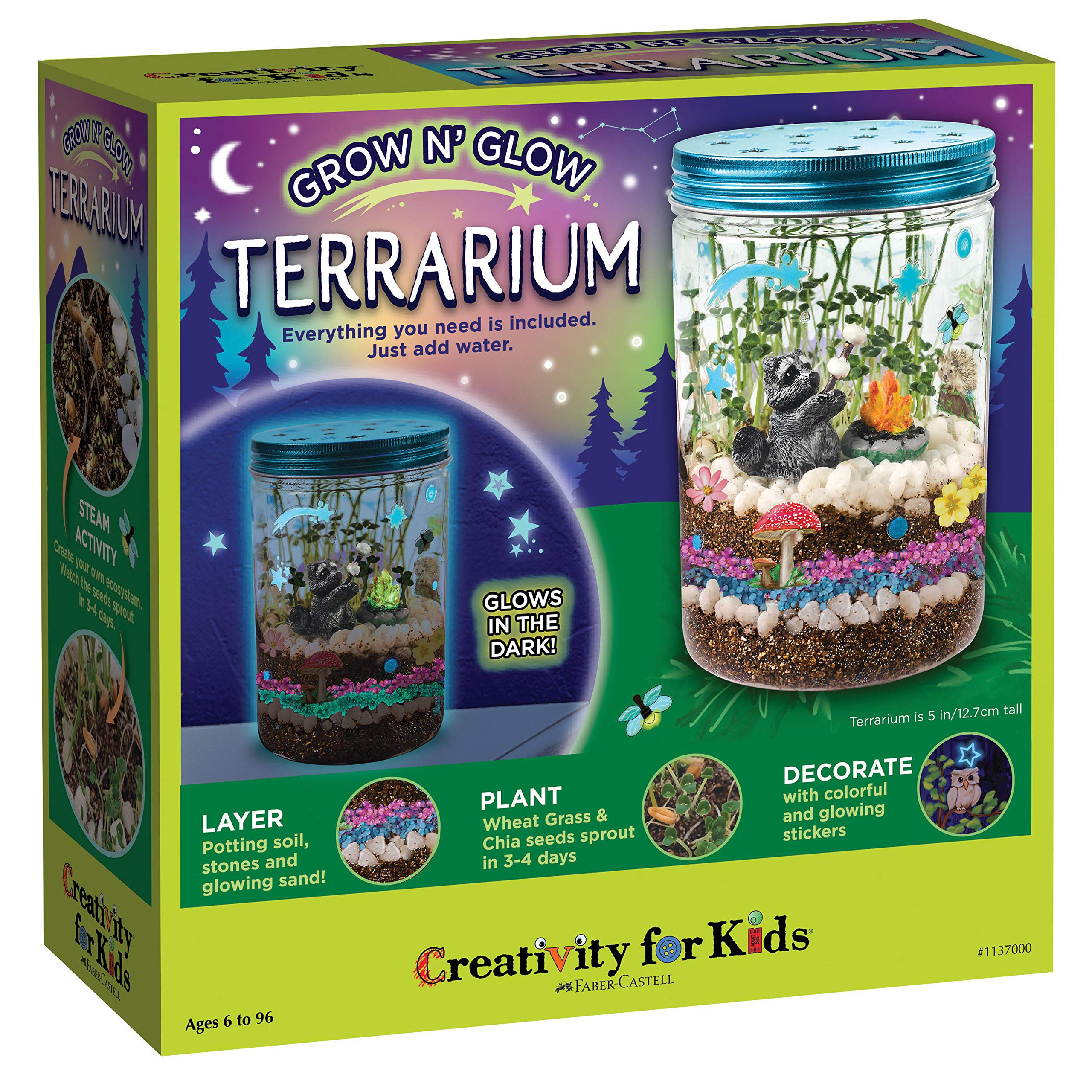 Creativity for Kids Grow 'N Glow Terrarium Kit - Fun Science Activities & STEM Learning Toy for Children Ages 6-12 - Build Your Own Mini Garden with Glow-in-the-Dark Decor - Perfect for Home, Classroom & Birthday Gifts