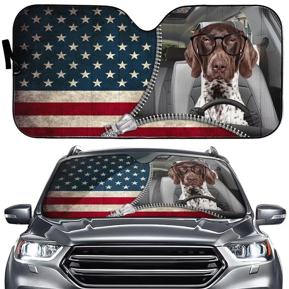 German Shorthaired Pointer Dog Car Sunshade for Windshield - UV Protection Sun Shade for Front Window, SUV, Truck - Pet-Friendly Automotive Interior Cover to Block Sunlight & Heat - Perfect for Road Trips & Outdoor Adventures