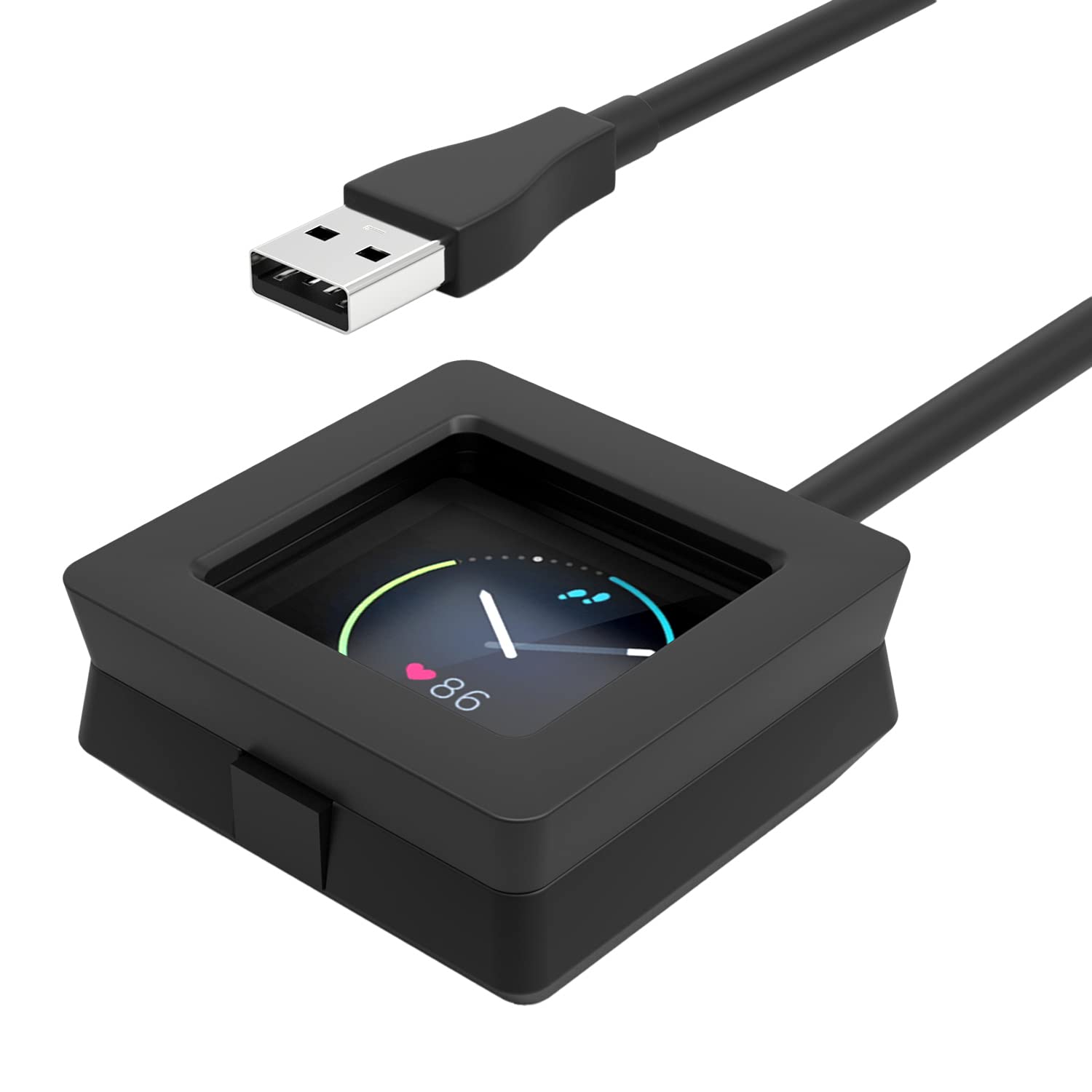 MoKo Replacement Charger for Fitbit Blaze Smart Watch - USB Charging Dock Cable & Adapter (Black) | Perfect for Home, Gym & Travel Fitness Tracking