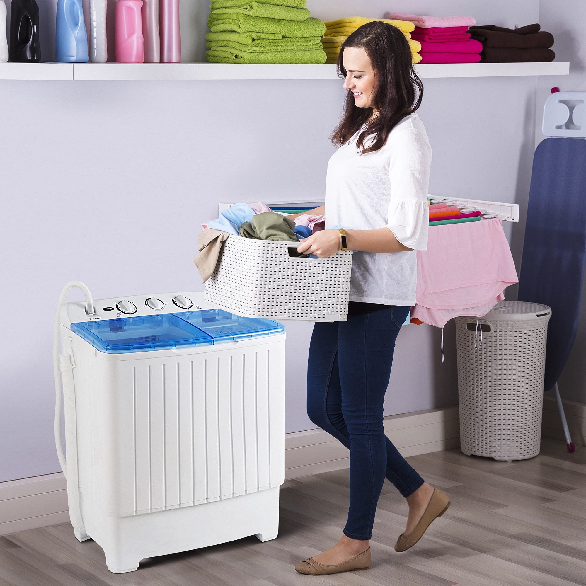 ZENY Portable Washing Machine - Compact Twin Tub Laundry Washer & Dryer Combo, 17.6lbs Capacity (11lbs Washer + 6.6lbs Spinner), Semi-Automatic Mini Washing Machine for Apartments, RVs, Camping & Travel - Perfect for Small Spaces & On-the-Go Laundry Needs