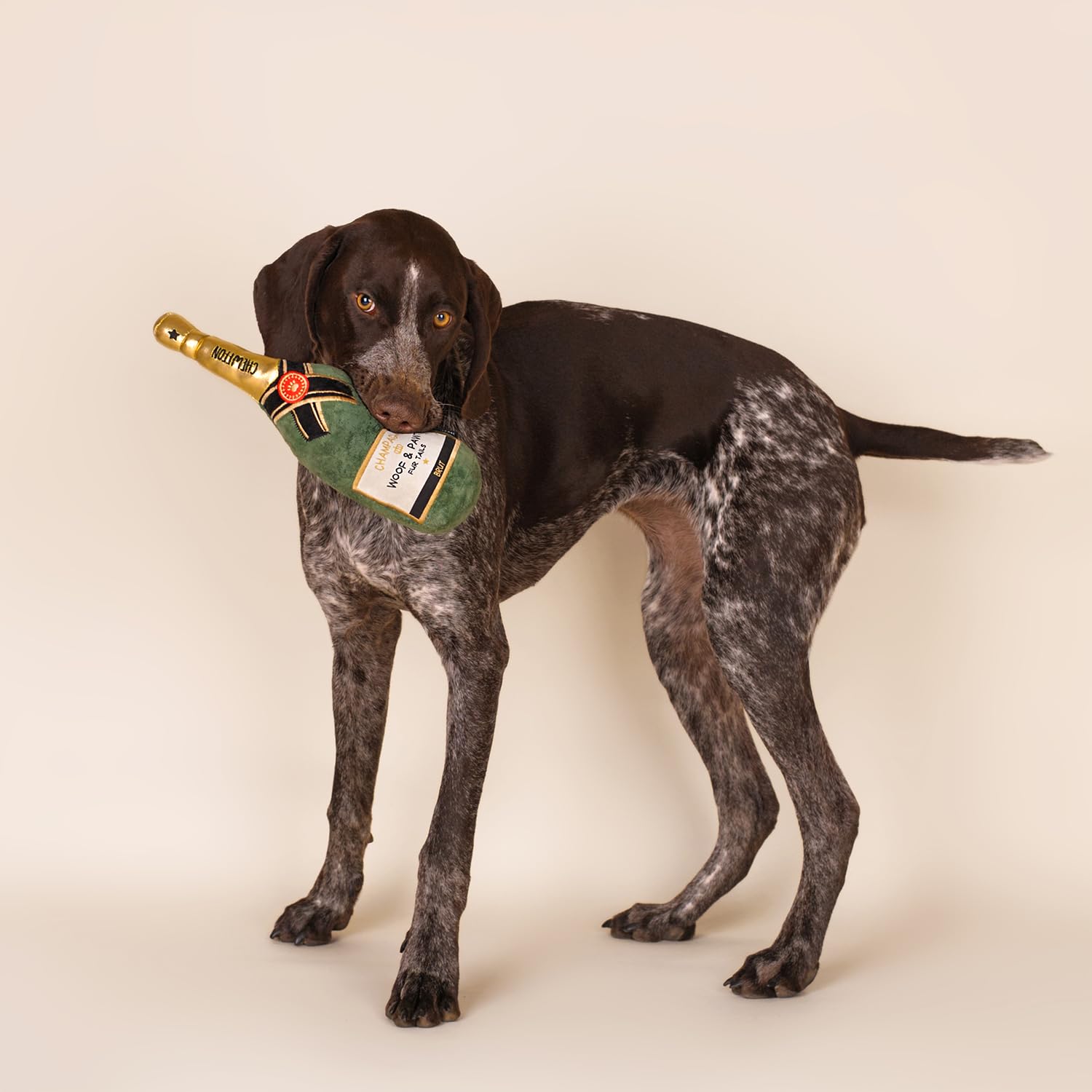 Premium Squeaky Dog Toys for Boredom Relief - Durable Plush Chew Toy for All Dog Breeds | Champagne-Shaped Interactive Puppy Gift for Birthday & Training | Indoor/Outdoor Play, Anxiety Relief & Bonding Time