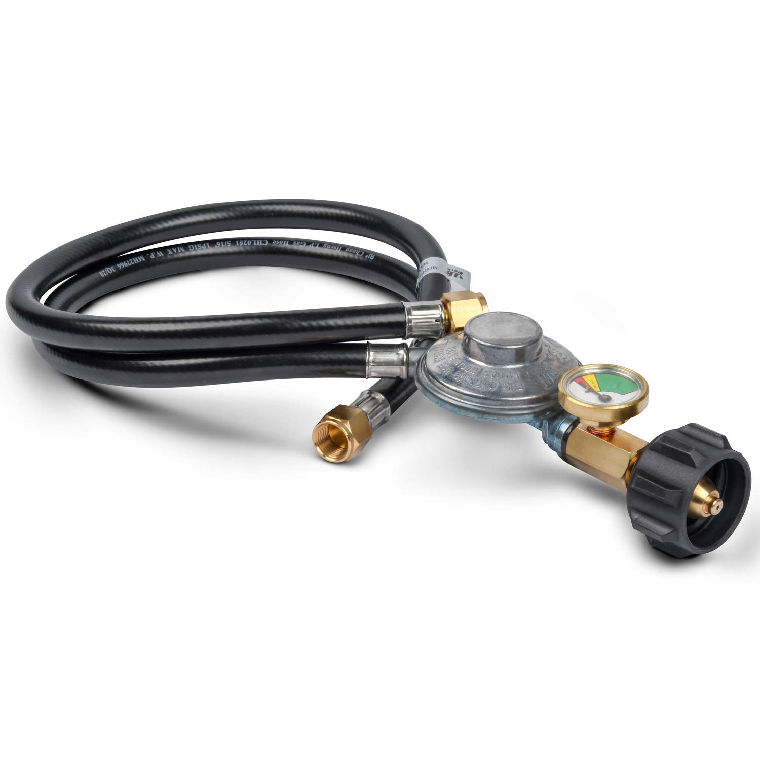 GasSaf 2 Feet Y Splitter Propane Regulator - Dual Hose Low Pressure LP Gas Regulator Kit for Grill, Heater, Camping Stove & Fire Pit Table - Perfect for Outdoor Cooking, Backyard BBQs & Camping Adventures