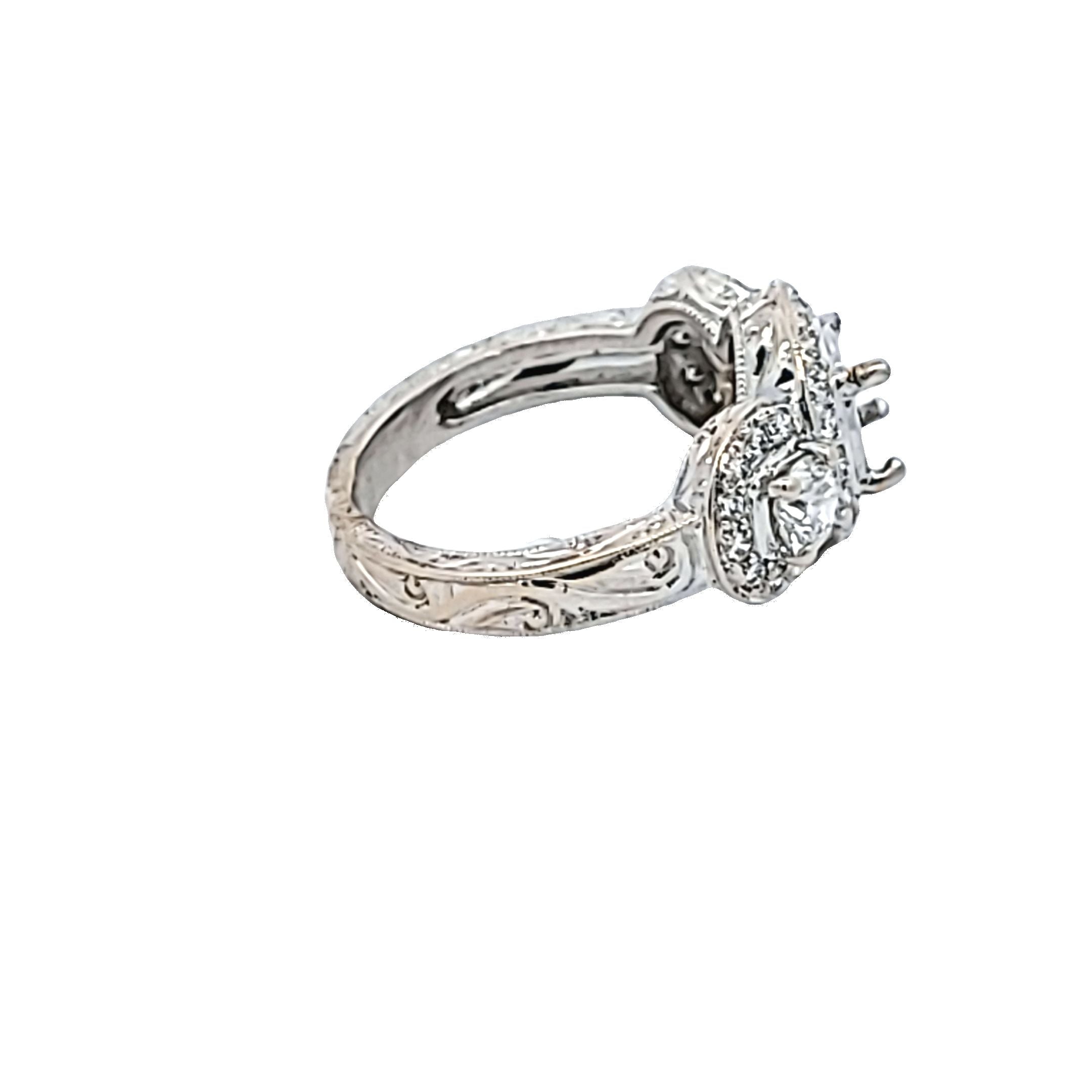 0.74 Carat Round Brilliant Diamond Platinum Semi Mount Ring - Elegant Engagement Wedding Band for Women | Perfect for Proposals, Anniversaries & Special Occasions