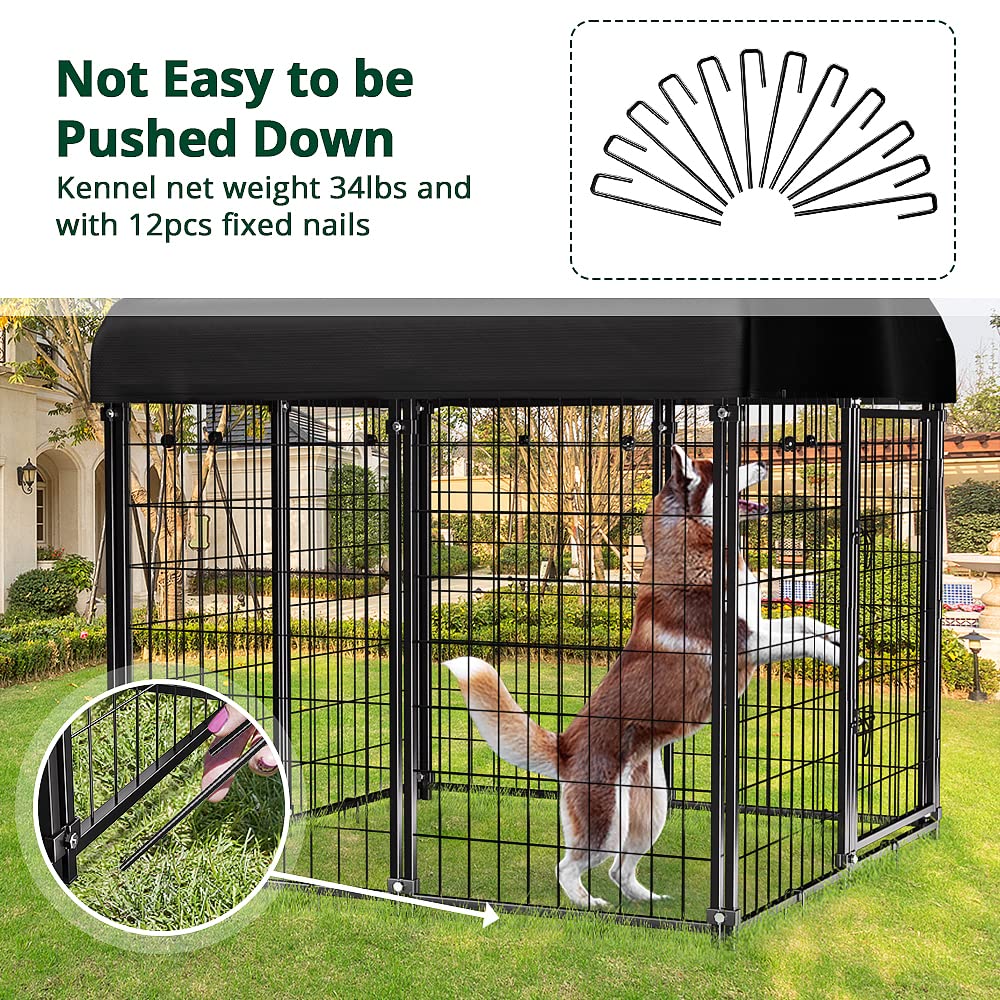 **PawGiant 4ft x 4ft x 4.5ft Outdoor Dog House - Waterproof Roof Cover, Durable Pet Kennel for Small & Medium Dogs - Indoor/Outdoor Dog Crate, Playpen & Enclosure for Backyard, Patio & Travel**