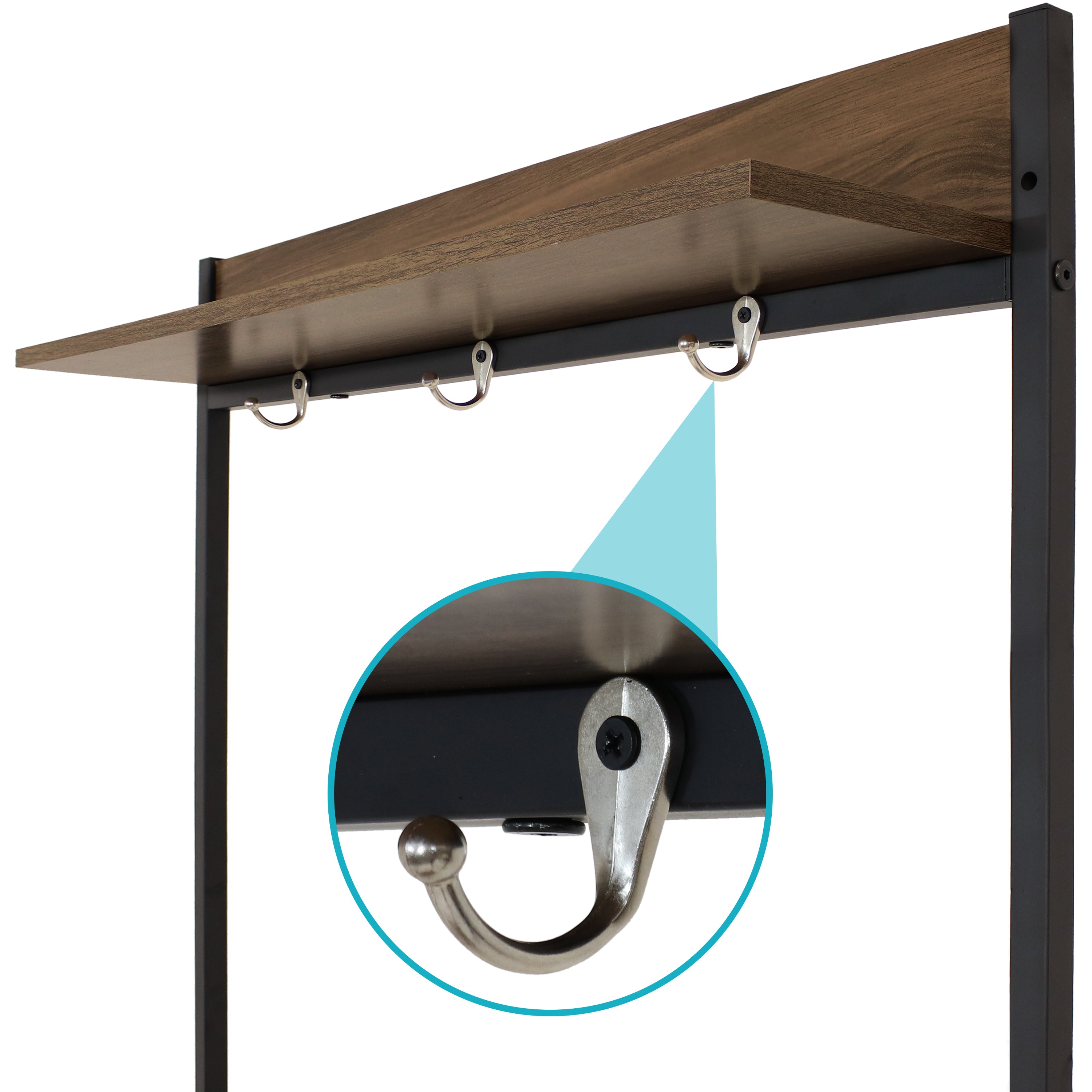 Sunnydaze Industrial Entryway Storage Bench with Coat & Shoe Rack - 67