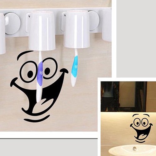Funny Smiley Face Wall Stickers - Bathroom & Kitchen Decor for Home