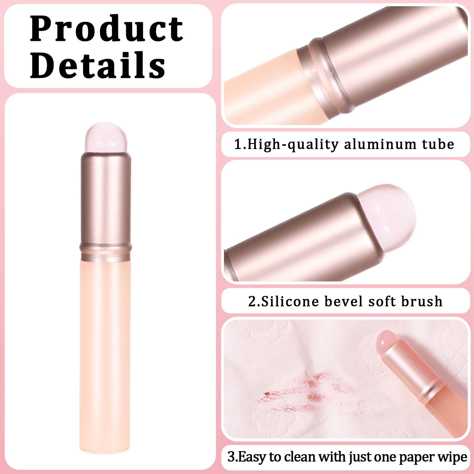 4Pcs Silicone Lip Brush Set - Soft Round Head Lip Makeup Brush for Lip Balm, Gloss & Tint Application - Portable Concealer & Exfoliator with Protective Dust Cap - Perfect for Home, Travel & Professional Makeup Kits