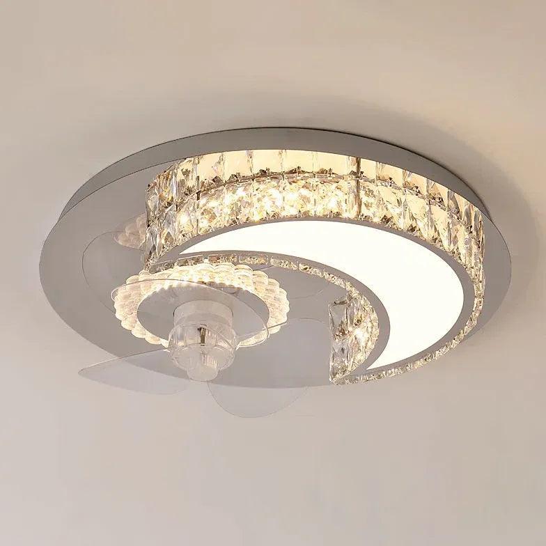 Modern Round Ceiling Fan with LED Light - Energy Efficient Quiet Bedroom Fan - Perfect for Bedroom, Living Room & Nursery Cooling & Lighting