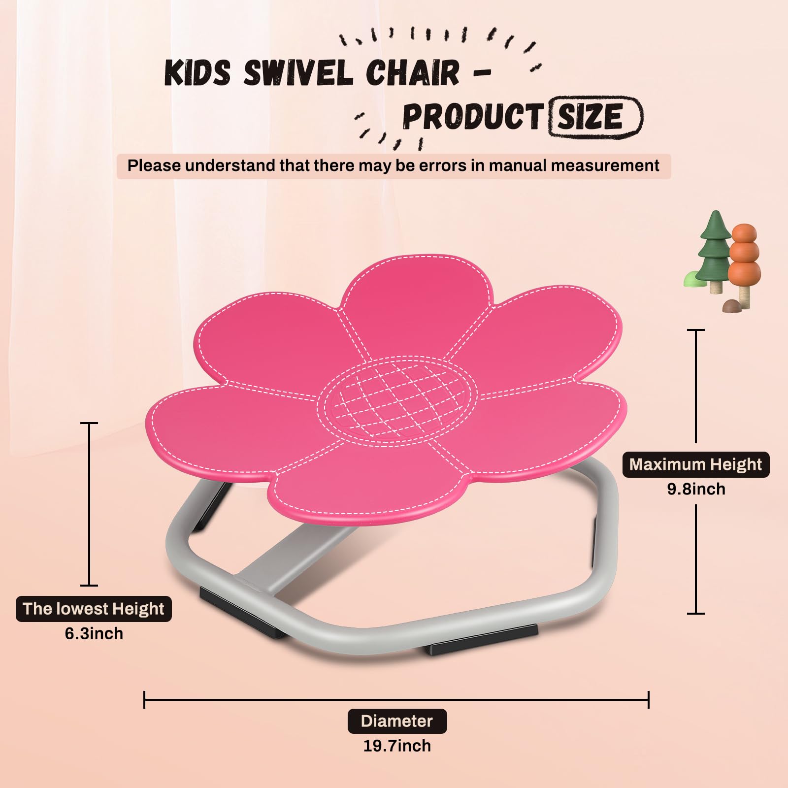 **Petal Kids Swivel Chair - 360° Spinning Sensory Chair for Autistic Children (3+ Years) | Rose Red Non-Slip Seat for Body Coordination & Fitness Training | Perfect for Playrooms, Therapy, and Home Use**