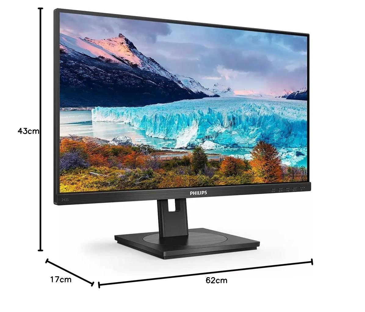 Philips 243S1 24 Inch FHD USB-C Docking Monitor - Height Adjustable (1920x1080, 75Hz, DisplayPort, HDMI, USB-C, RJ45, USB Hub) Black - Perfect for Home Office & Gaming Setup