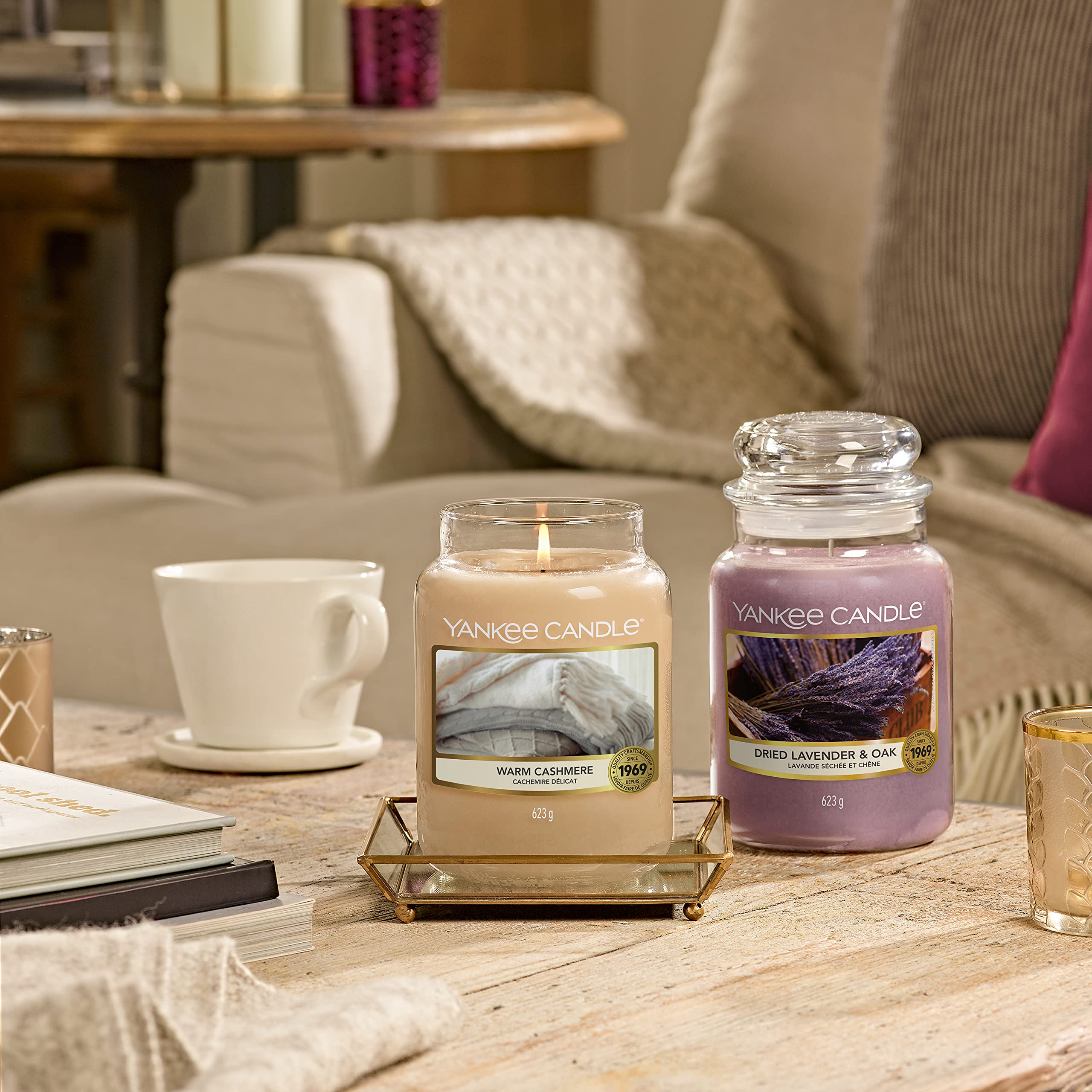 Yankee Candle Large Jar Scented Candle - Lavender & Oak Fragrance, Long-Lasting 150 Hour Burn Time, Dried Lavender & Oak Scent | Perfect for Relaxation, Aromatherapy & Home Decor