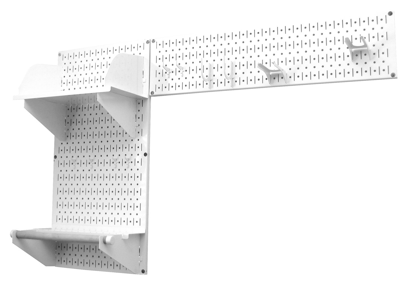 Wall Control Gardening Tool Pegboard Wall Storage Organizer Kit - White | Heavy Duty Metal Pegboard Panel for Garden Tools, Shovels & Rakes | Garage, Shed & Workshop Organization Solution
