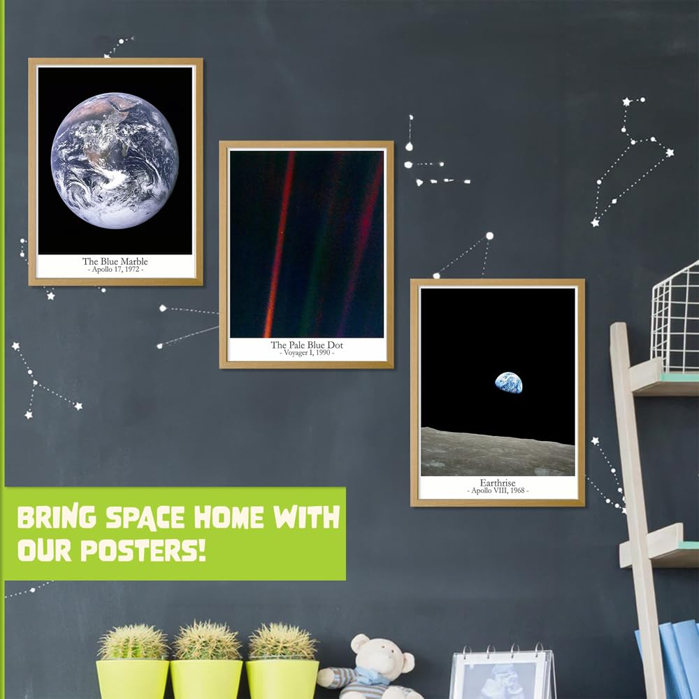 Earthrise from the Moon Wall Art - Pale Blue Dot Space Poster | Galaxy & Planet Decor for Bedroom, Home Office | Trendy Astronomy Print (11x14 inches) - Perfect for Space Enthusiasts & Modern Interior Design