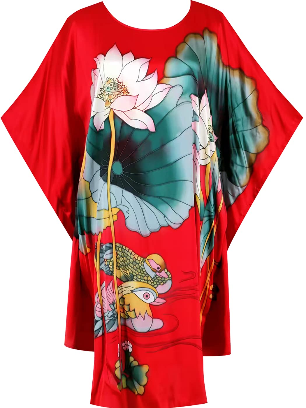 Women's 100% Silk Pajama Set & Floral Kimono Robe with Doll Sleeves - Luxurious Silk Sleepwear & Loungewear for Spa Nights, Bridal Showers & Relaxing at Home