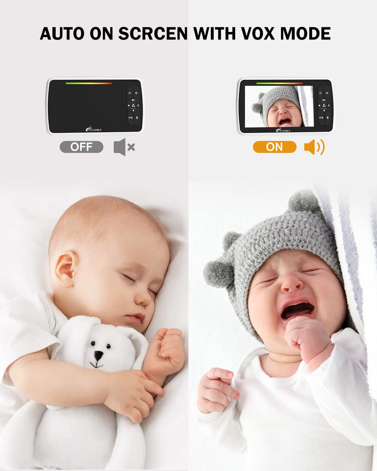 iFamily 4-Camera Baby Monitor with Audio & Video - Remote Pan/Tilt, Night Vision, Two-Way Talk, VOX Mode, Feeding Reminder, Temperature Sensor & Built-in Lullabies | Long Range Wireless Baby Camera for Nursery, Bedroom & Travel | Perfect for Newborns, Toddlers & Child Safety Monitoring