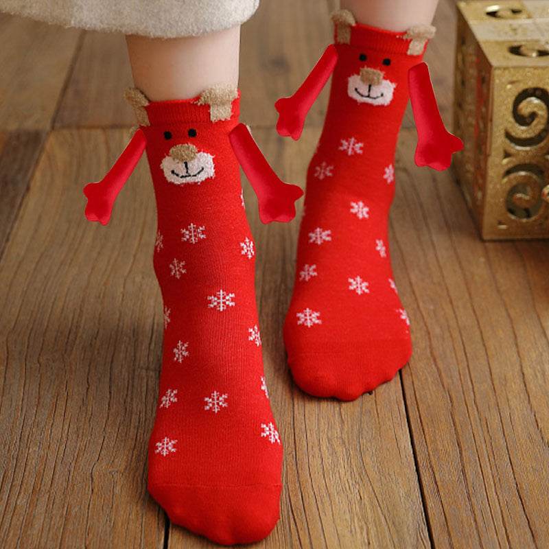 Cozy Christmas Socks for Hand Holding - Warm Holiday Couple Socks for Christmas Gifts, Stocking Stuffers & Romantic Winter Nights