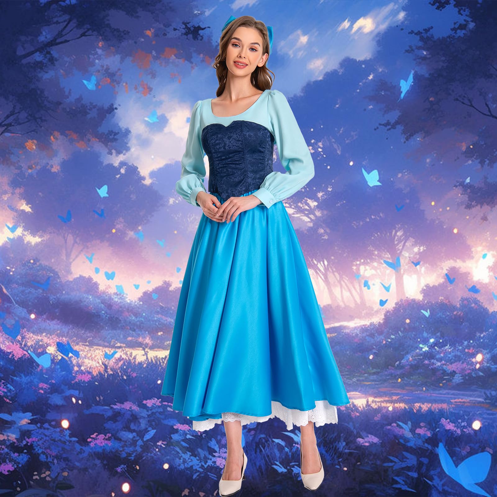 SIDNOR Women's Princess Cosplay Dress - Elegant Blue Ball Gown Costume for Girls & Women | Perfect for Halloween, Cosplay, Themed Parties & Dress-Up Play