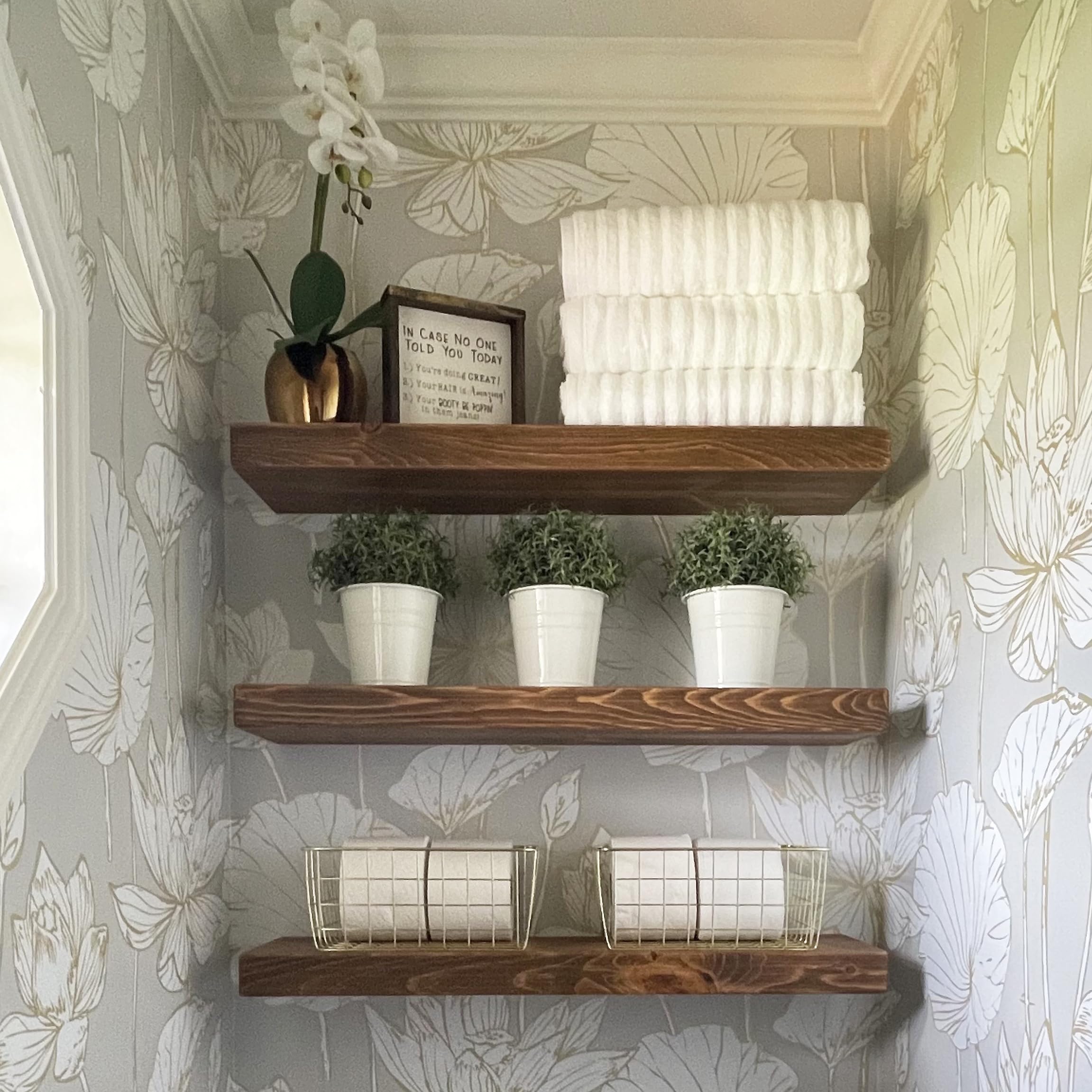 Joel's Antiques - 36 Inch Natural Wood Floating Shelves for Wall - Heavy Duty Rustic Wall Shelves (36x12x2 Inches) - Perfect for Bedroom, Living Room, Kitchen Decor - Farmhouse Style Home Organization & Display Shelf