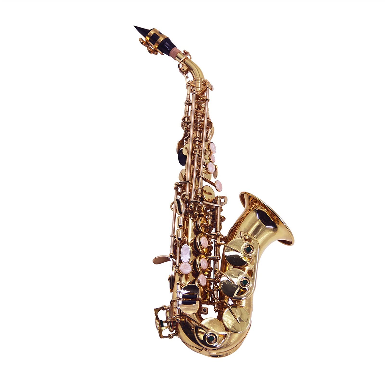 Professional Bb Soprano Saxophone - Brass Lacquered Gold Woodwind Instrument with Case, Reeds, Cleaning Kit & Accessories | Perfect for Beginners, Students & Jazz Performers | Great for School Bands, Live Performances & Music Practice
