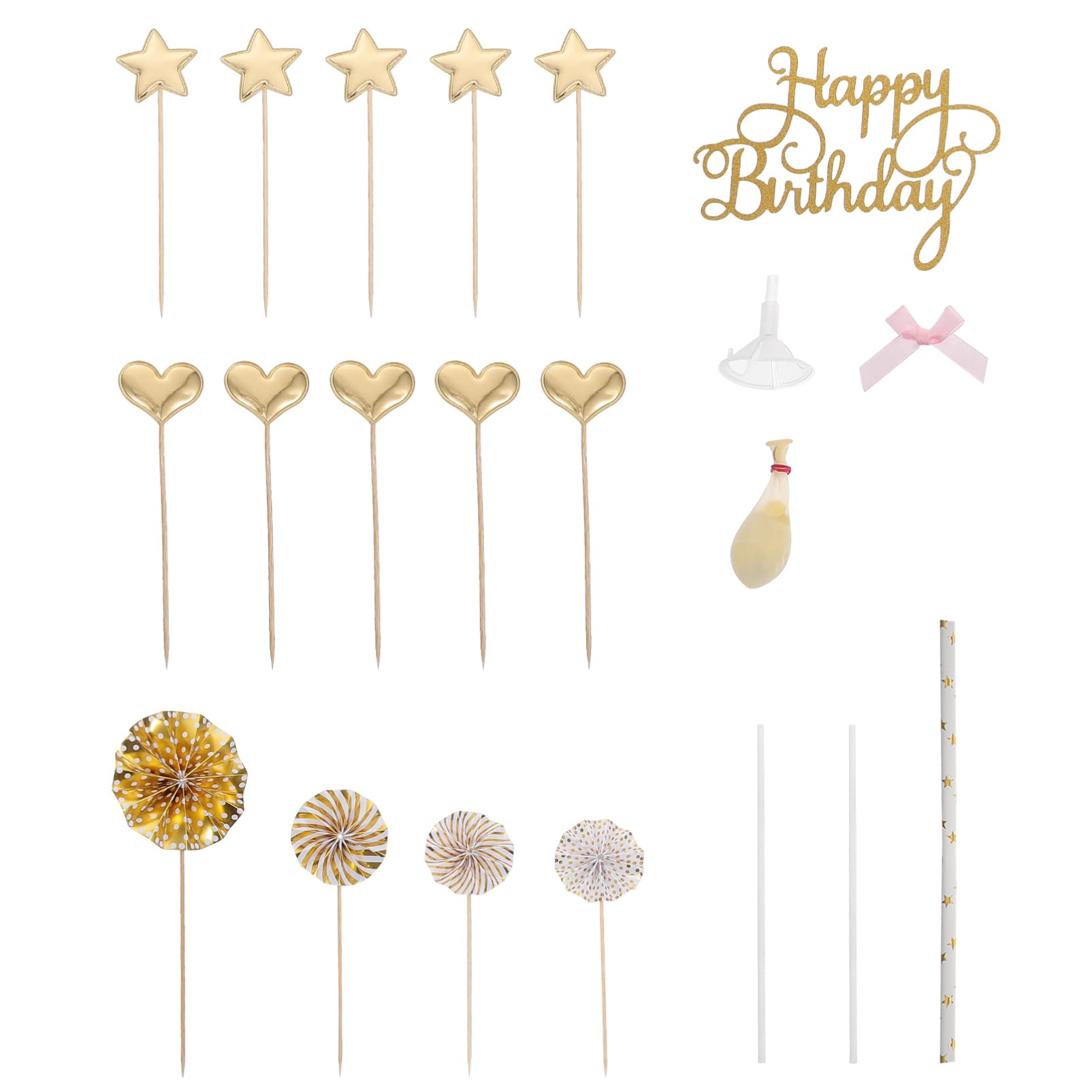 HEMOTON 8pcs Birthday Cupcake Toppers Set - Lovely Cake Decorations, Dessert Sticks & Party Supplies for Weddings, Baby Showers & Birthday Celebrations