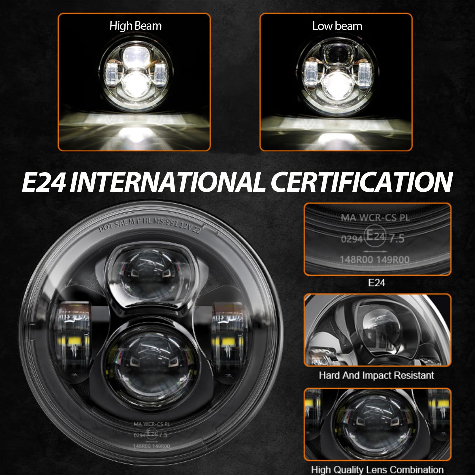 7 Inch Motorcycle LED Headlight with 4.5