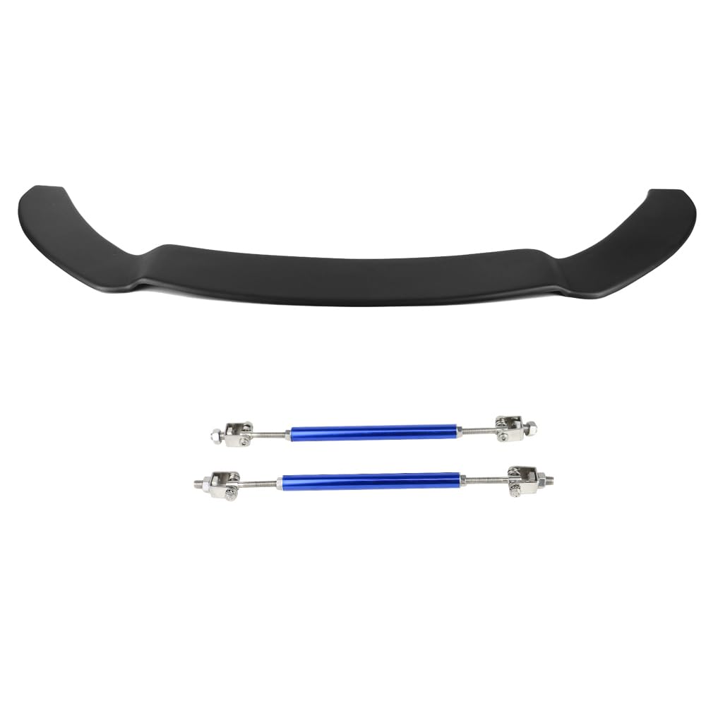 IKON MOTORSPORTS Front Splitter Lip & Rods for 2013-2014 Ford Focus ST | Matte Black Polypropylene Body Kit | Replacement Air Dam Chin Spoiler with Blue Splitter Rods | Enhanced Aerodynamics & Aggressive Styling