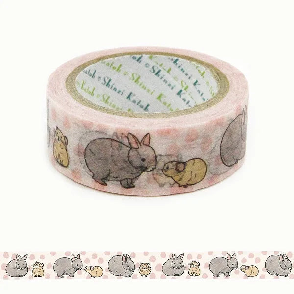 Cute Bunny & Pika Washi Tape Set - Japanese Decorative Paper Tape for Scrapbooking, Journaling, DIY Crafts - Perfect for Bullet Journals, Gift Wrapping & Home Decor