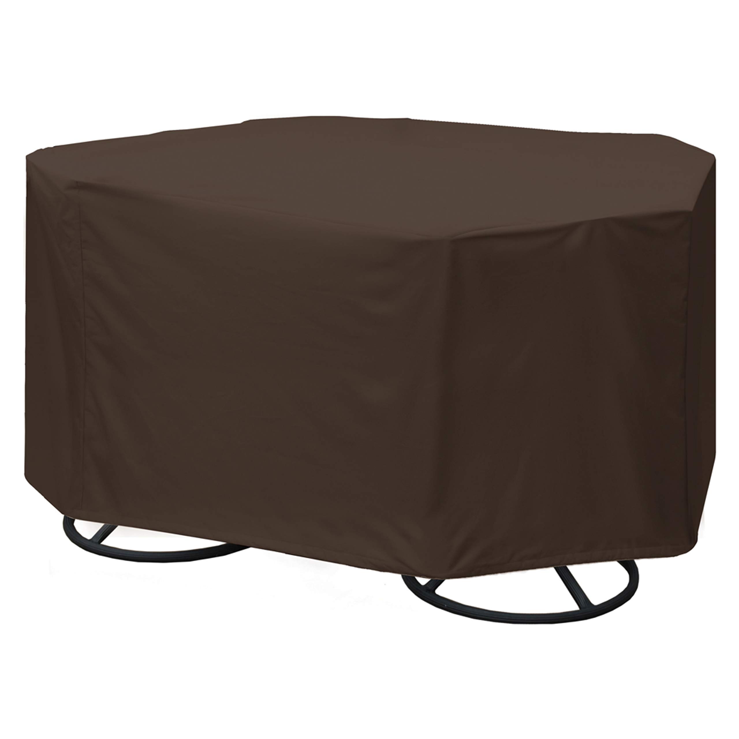 True Guard Heavy Duty Waterproof Patio Furniture Covers - 600D Rip-Stop Fabric, UV/Fade/Stain Resistant for Round, Square & Octagon Outdoor Dining Sets (Fits 4-Chair Tables) - Perfect for Backyard, Deck & Garden Protection (Dark Brown)