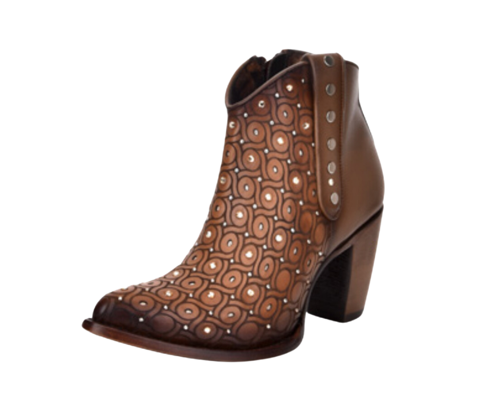 Women's Cuadra CU481 LD Maple Laser & Crystal Studded Round Toe Boots - Perfect for Casual Outings, Nightlife & Fashion Events