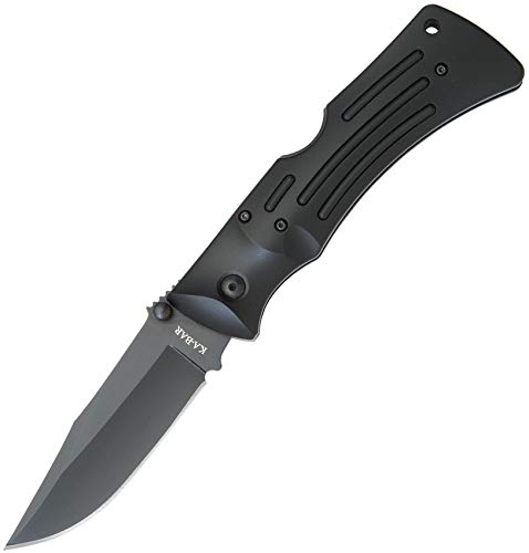 Kershaw Ka-Bar 3050 KA-Bar Mule Folder Knife - Black Straight Edge Compact Folding Pocket Knife for Camping, Hiking & Everyday Carry (EDC)
