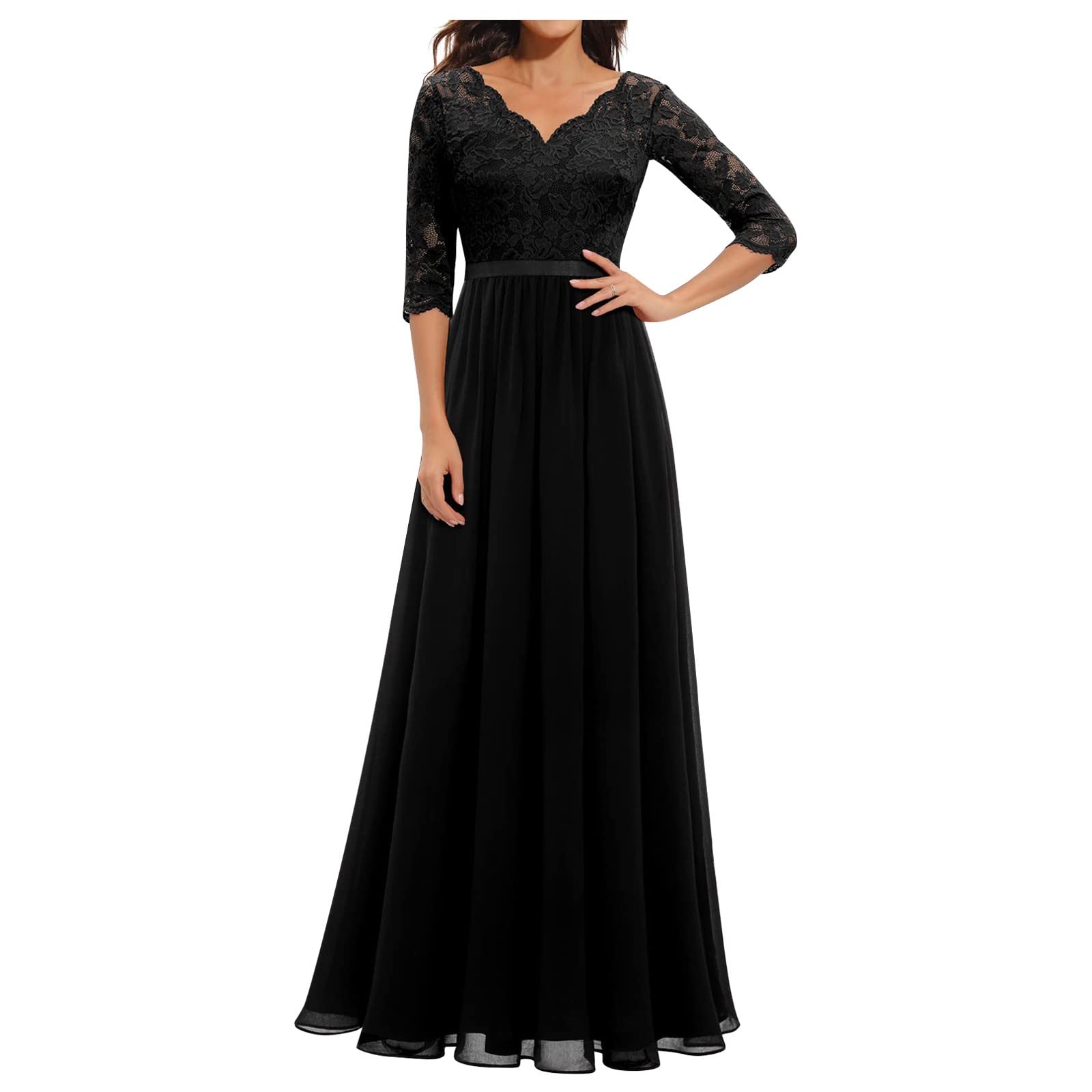 Elegant HAOREEKZ Women's Formal Wedding Guest Dress - High Waist Lace Long Dress for Special Occasions | Perfect for Weddings, Parties & Evening Events